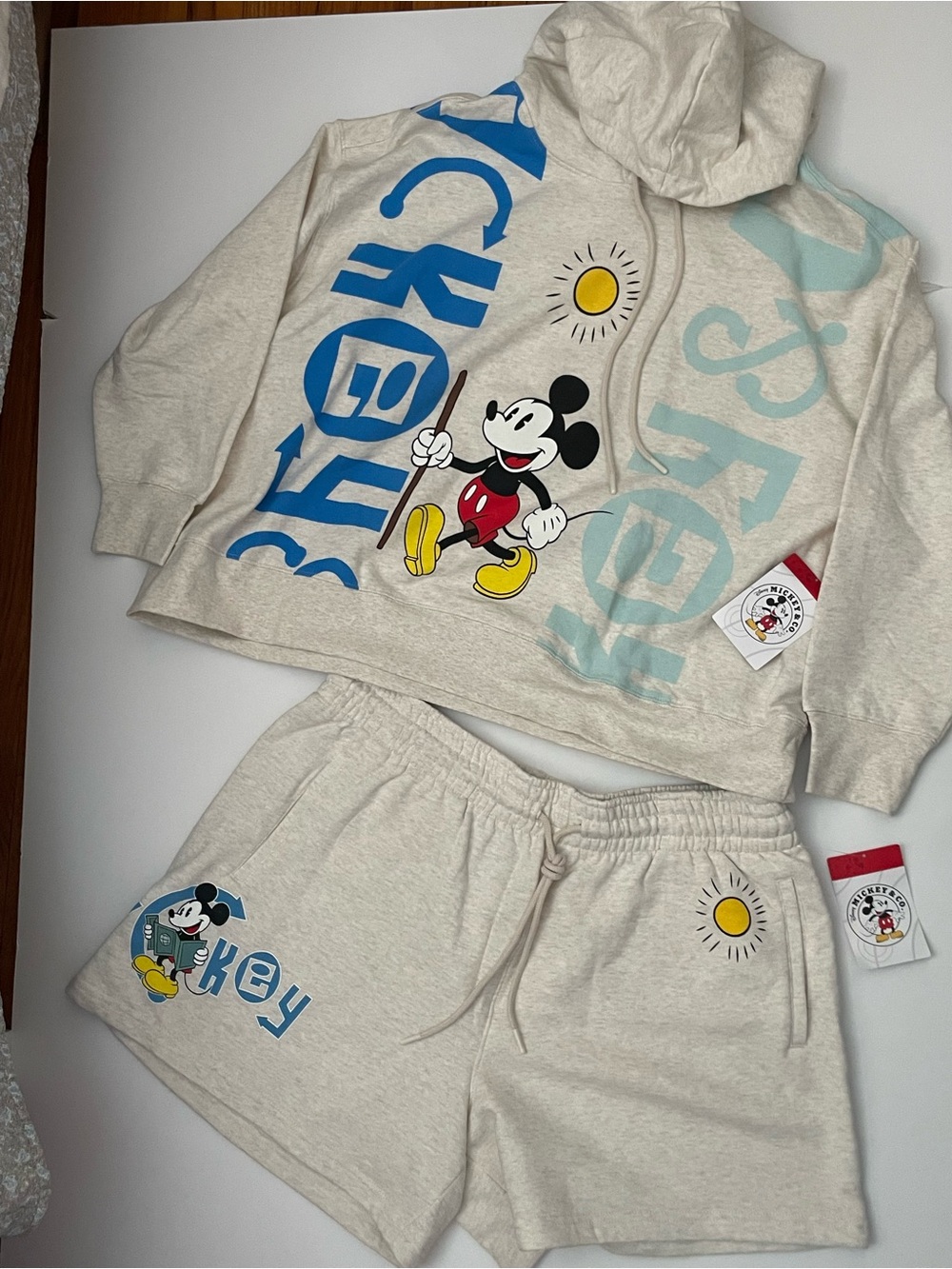 Disney Mickey & Co Mickey Mouse Women’s Cream Hoodie & Shorts Set